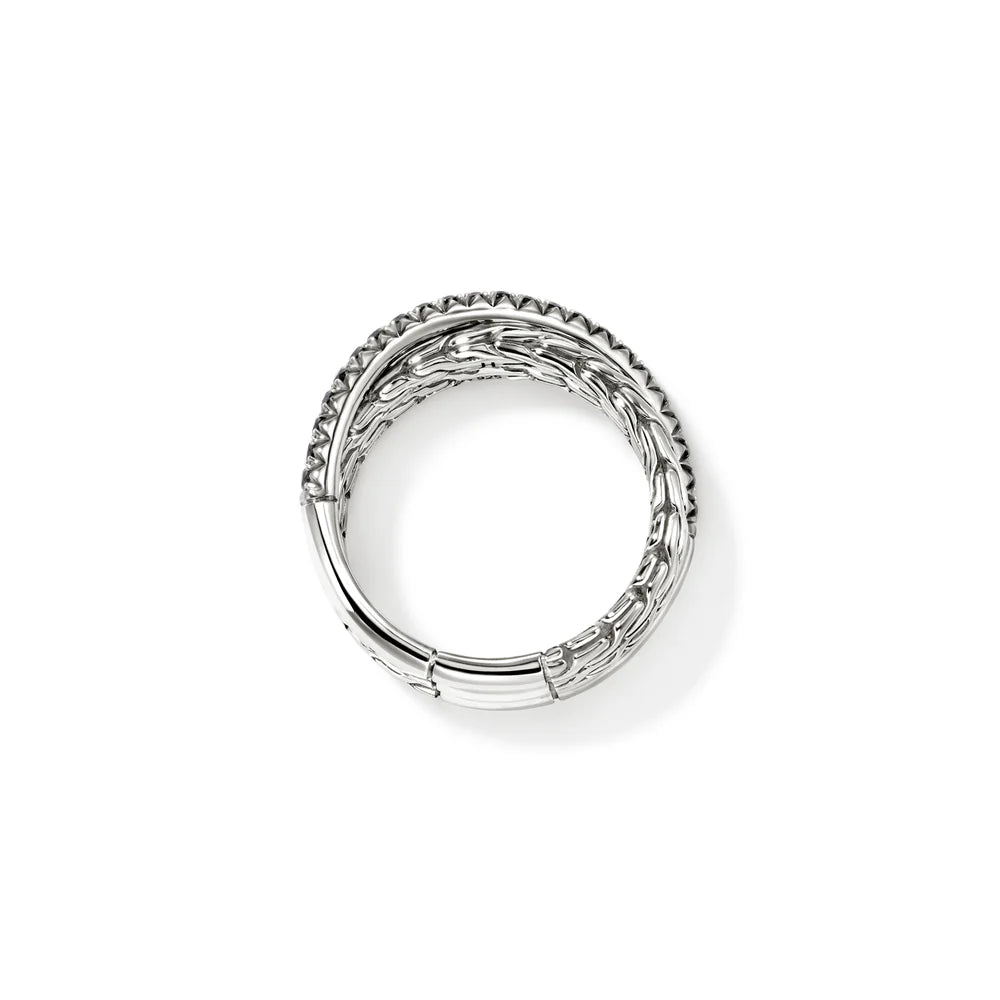 JH Essential Pave Crossover Ring, Sterling Silver, Gemstones