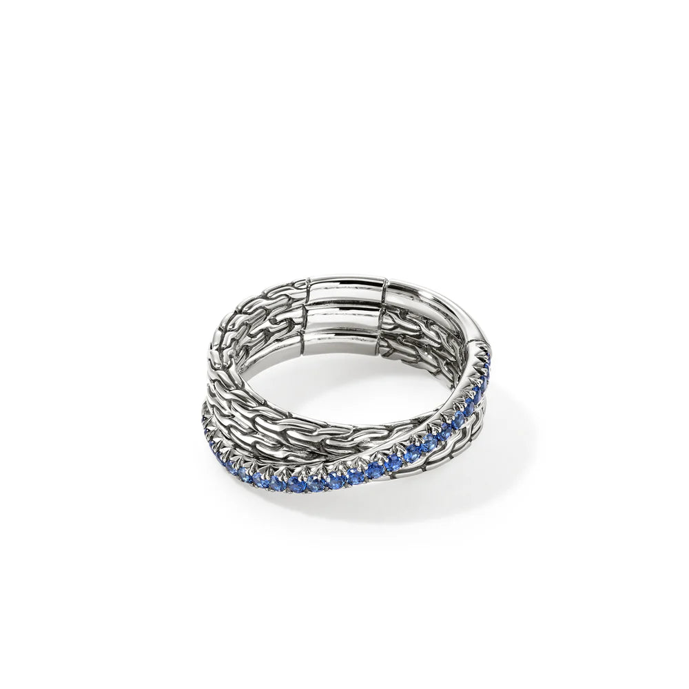 JH Essential Pave Crossover Ring, Sterling Silver, Gemstones