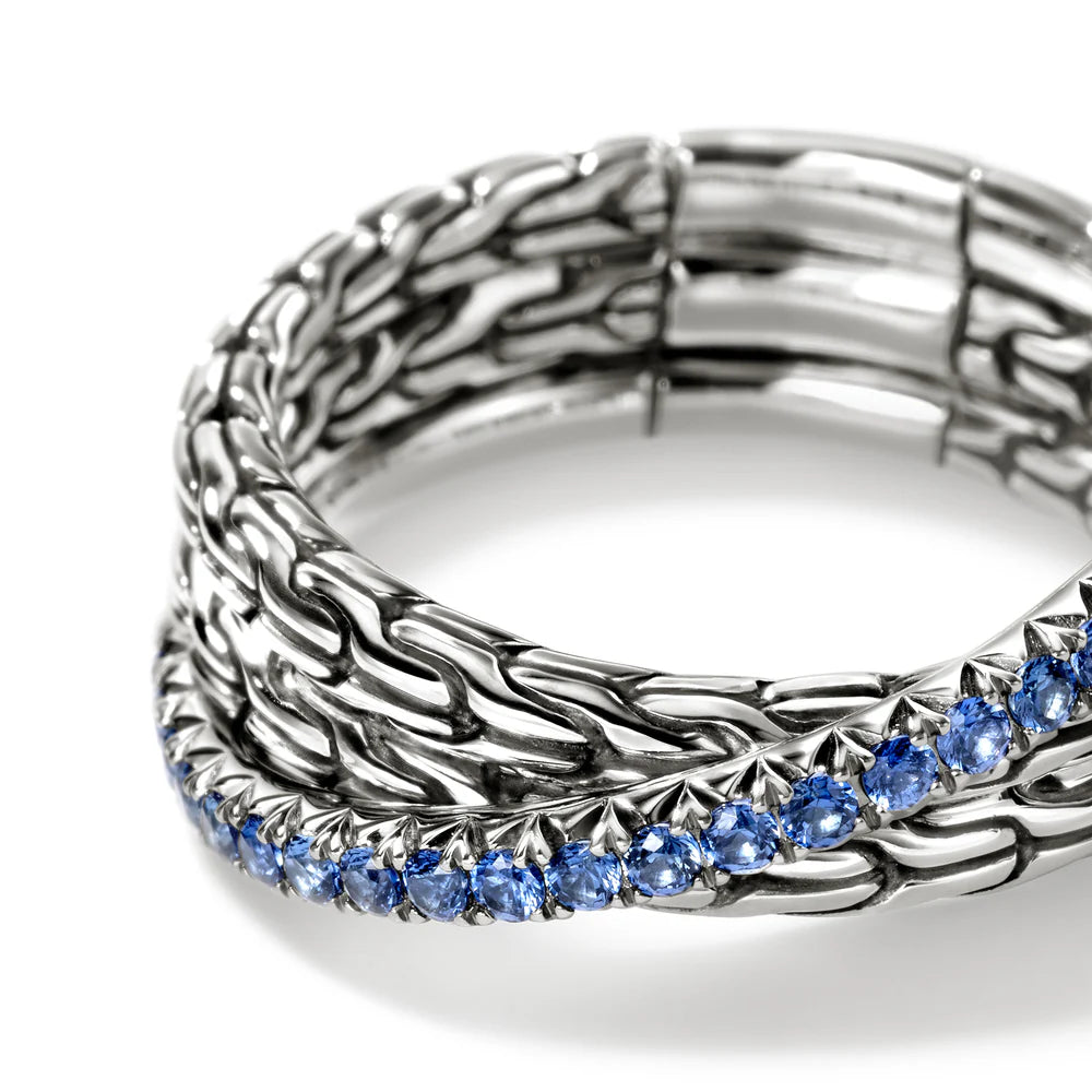 JH Essential Pave Crossover Ring, Sterling Silver, Gemstones