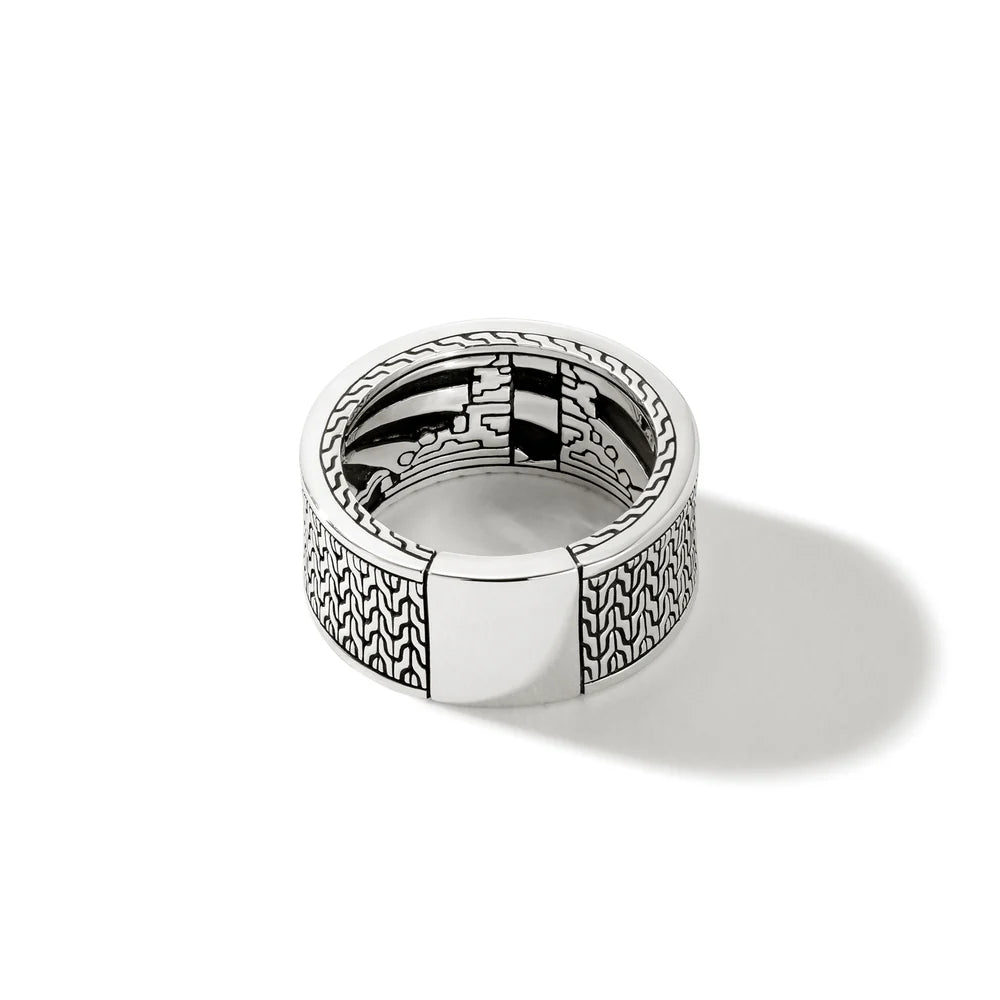 Carved Chain Ring, Gold, Silver, Gemstones