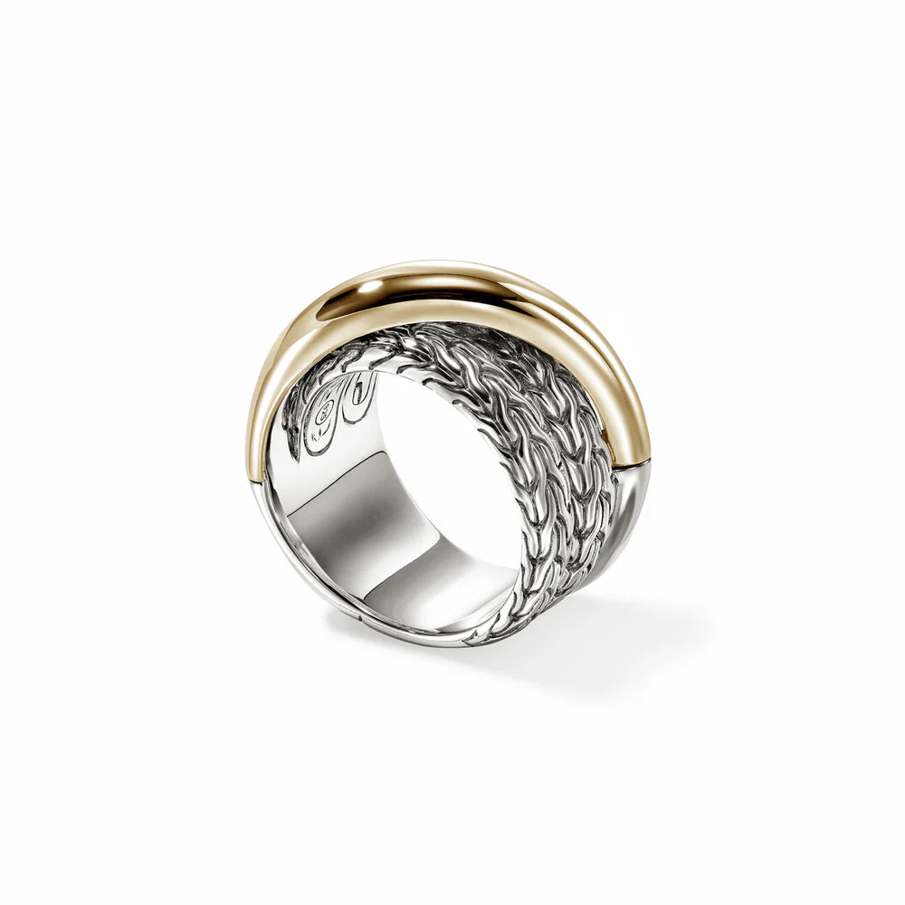 JH Essential Crossover Ring, Gold, Sterling Silver
