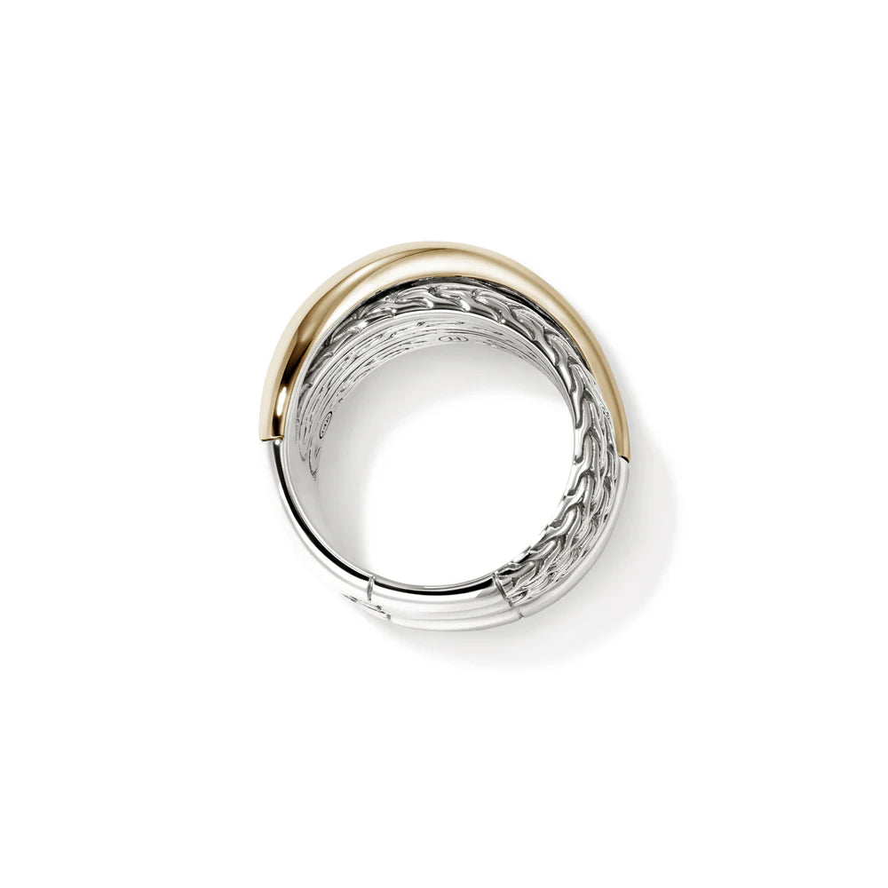 JH Essential Crossover Ring, Gold, Sterling Silver