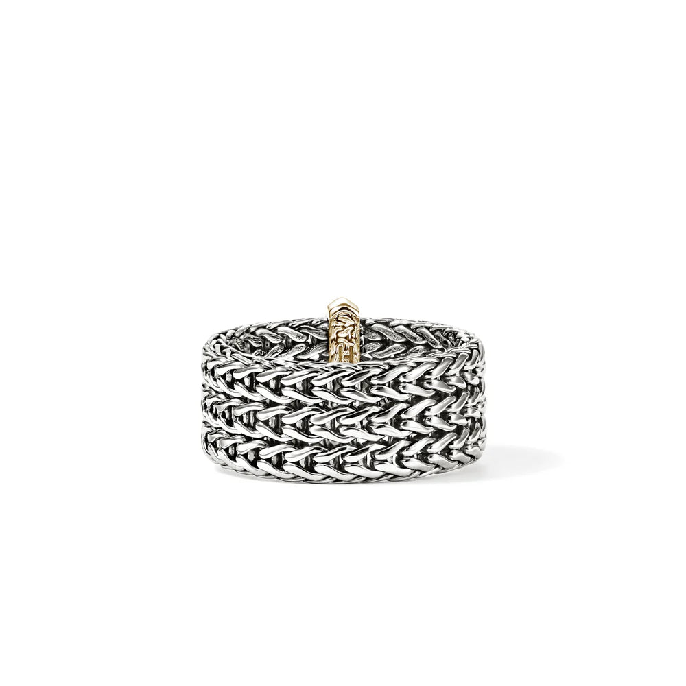 Icon Link Bar Ring, Sterling Silver, Gold, 9MM