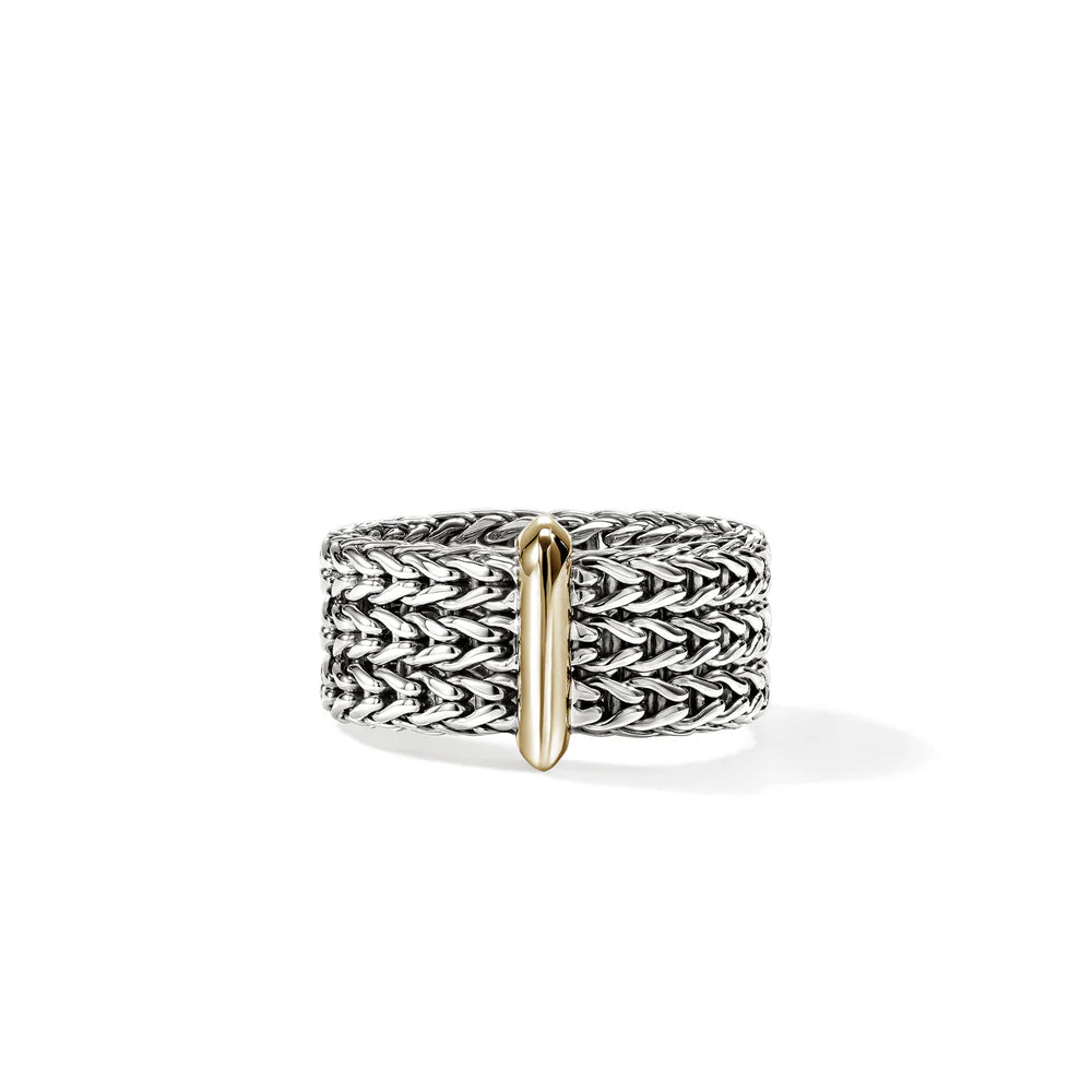 Icon Link Bar Ring, Sterling Silver, Gold, 9MM