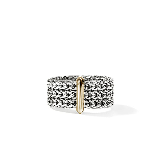 Icon Link Bar Ring, Sterling Silver, Gold, 9MM