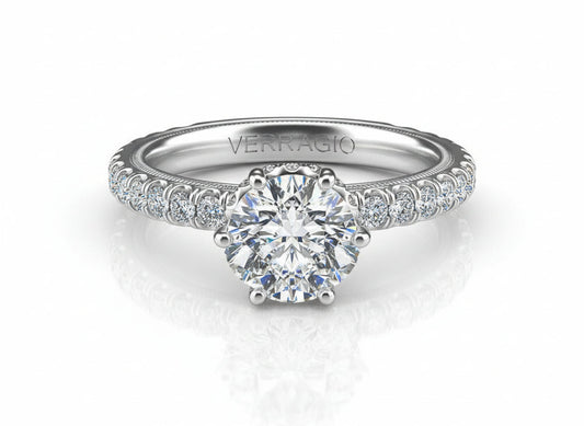 Verragio Tradition 14k White Gold Round Diamond Engagement Semi-Mount, 0.80ctw