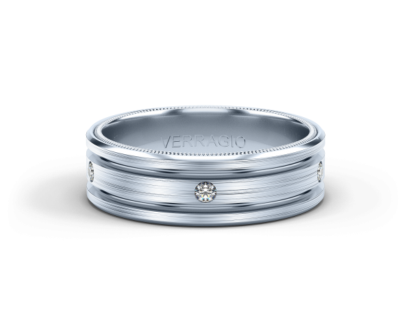Verragio 14k White & Rose Gold Men's Wedding Band VWD-7914, 0.25ctw