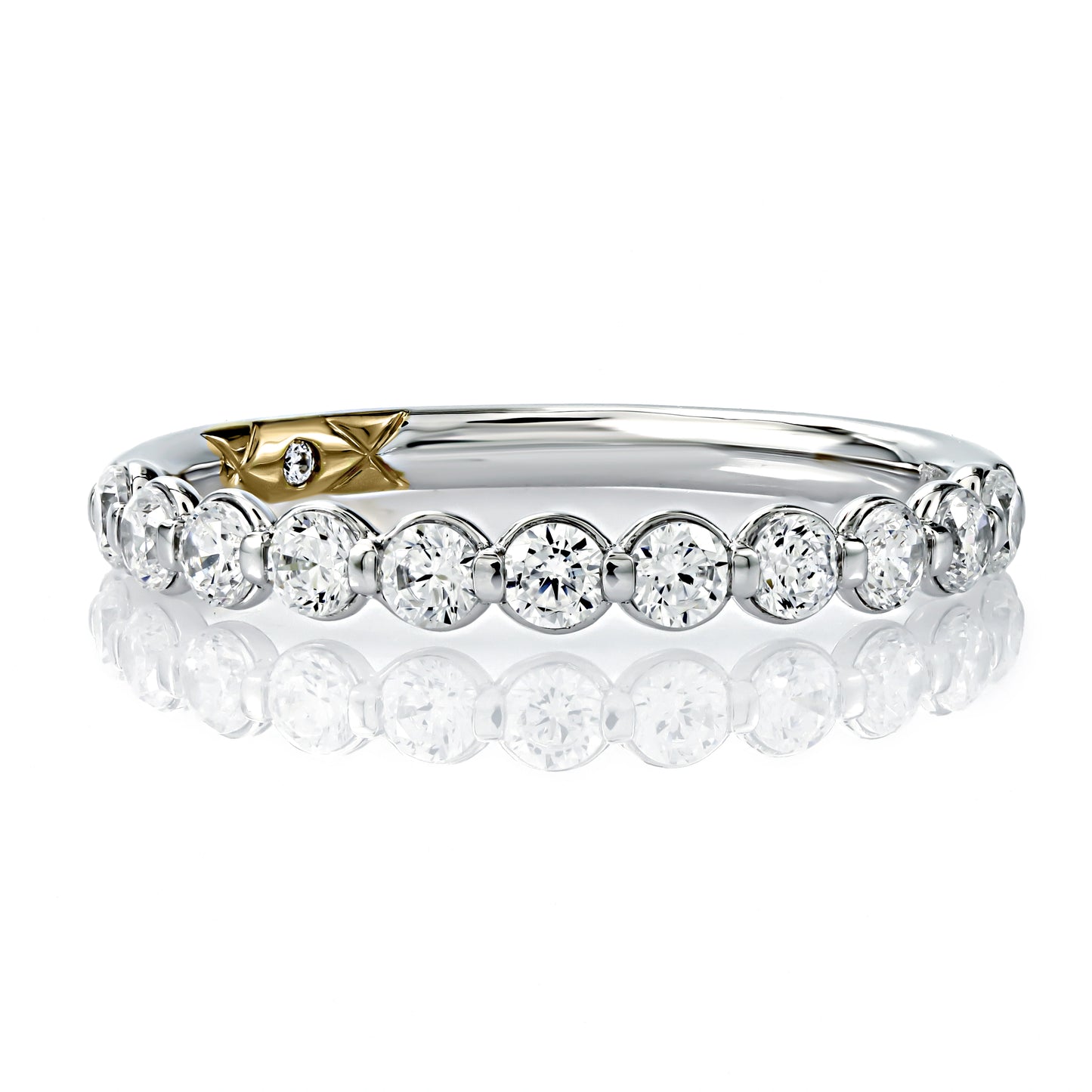 Single Shared Halfway Round Diamond Band