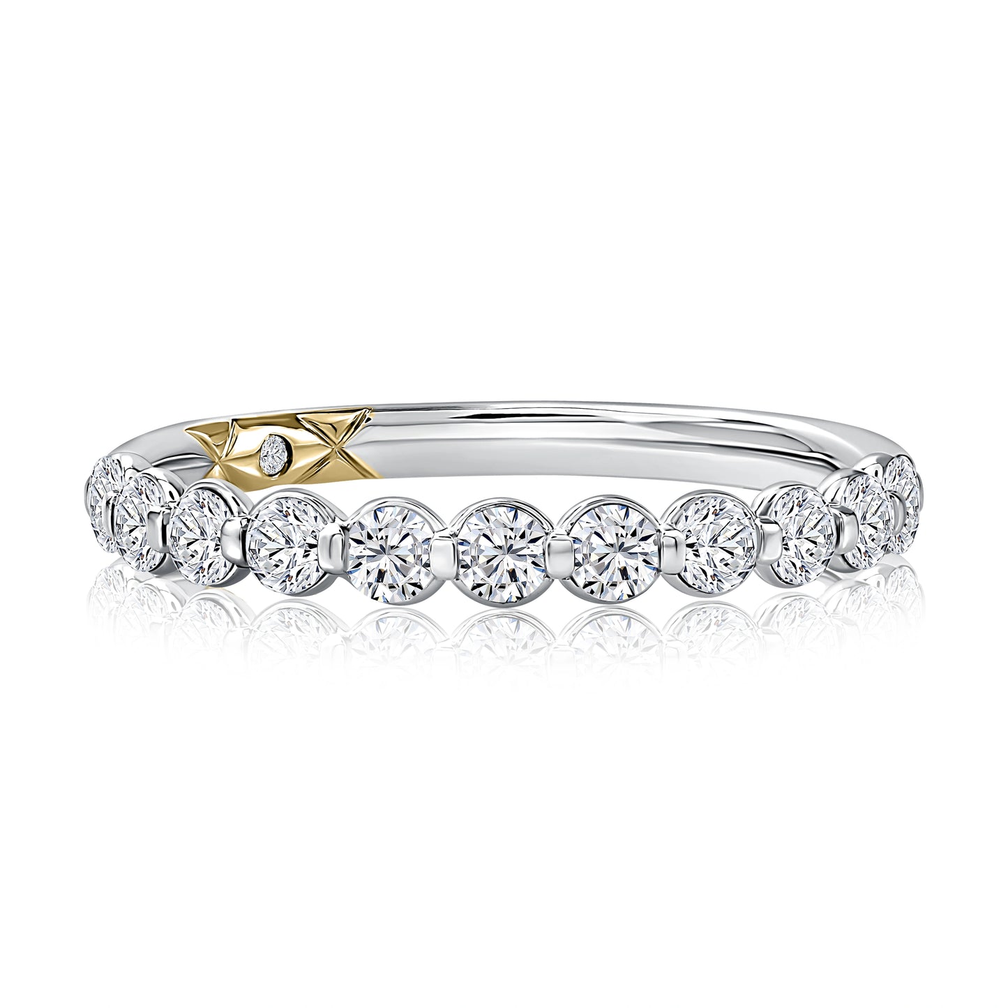 Single Shared Halfway Round Diamond Band