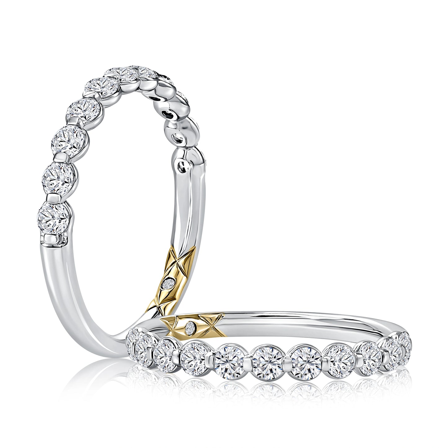 Single Shared Halfway Round Diamond Band