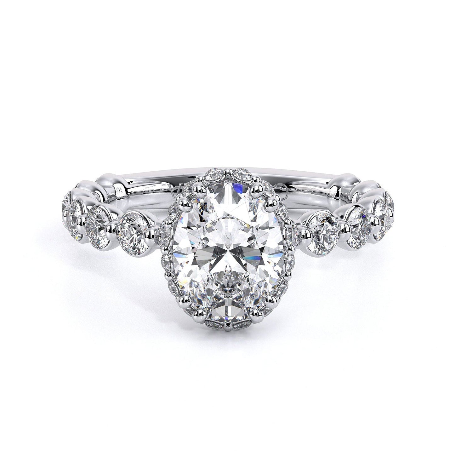 Verragio Renaissance 14k White Gold Oval Diamond Halo Engagement Semi-Mount, 0.70ctw