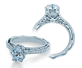 Verragio Venetian 14k White Gold Oval Diamond Engagement Semi-Mount, 0.30ctw