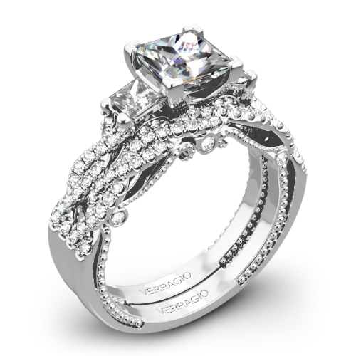 Verragio Insignia 3-Stone Princess Cut Diamond Engagement Semi-Mount, 0.55ctw