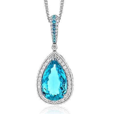 Simon G Fashion Paraiba Tourmaline Pendant Necklace In 18K Gold With Diamonds (White)
