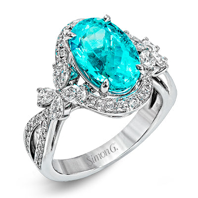 Simon G Fashion Colored 18K Ring With Pariba And Diamonds (White)