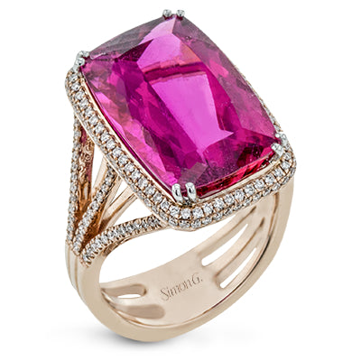 Simon G Fashion Ring In 18K Gold With Rubellite And Diamonds (White)