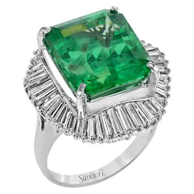 Simon G Fashion Emerald Ring In 18K Gold With Diamonds (White)