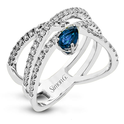 Simon G Fashion Tempera Color Ring In 18K Gold With Diamonds (White)