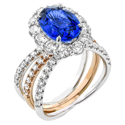 Simon G Fashion Color Ring In 18K Gold With Diamonds (White,Rose)