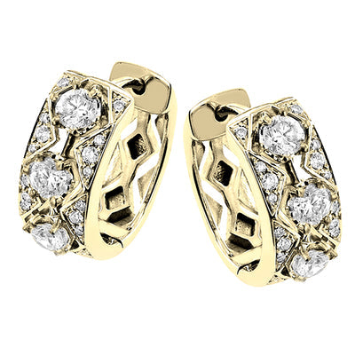 Simon G Fashion Huggie Hoop Earrings In 18K Gold With Diamonds (Yellow)