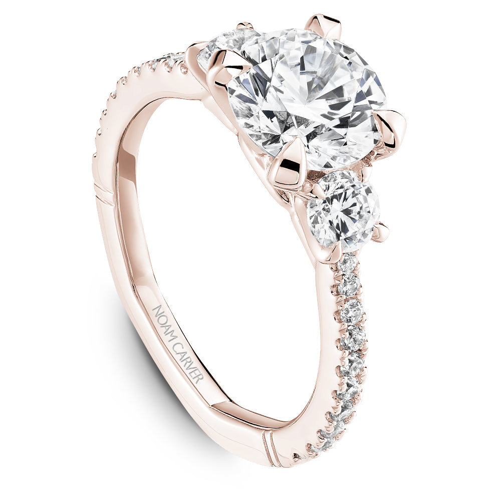 Noam Carver Engagement Ring Rose 18k Gold With 22 RD TCW 0.72ct