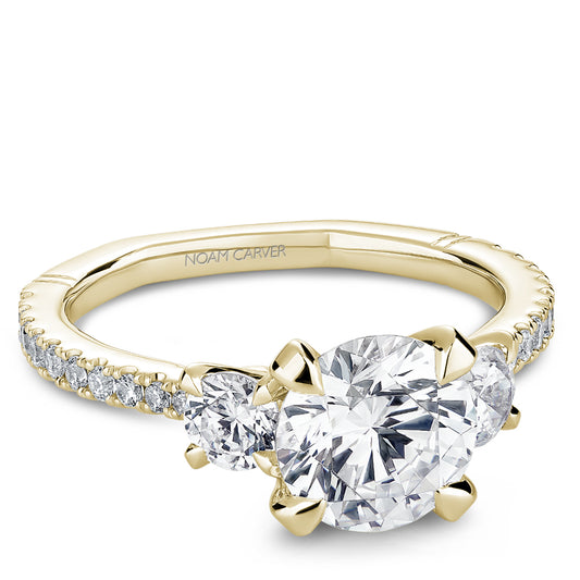 Noam Carver Engagement Ring Yellow 14k Gold With 22 RD TCW 0.72ct