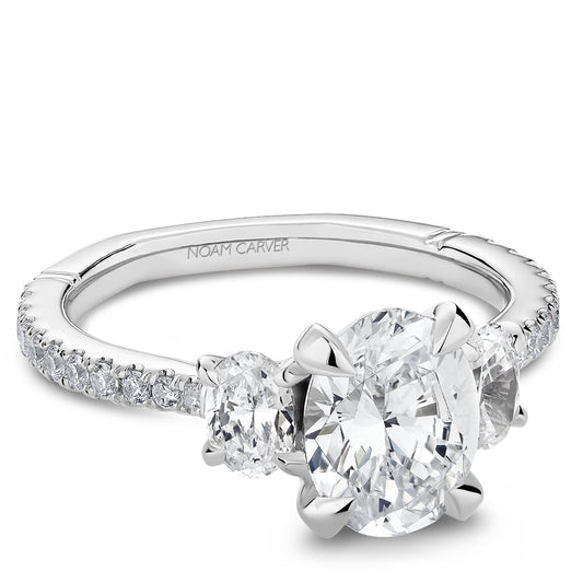 Noam Carver Engagement Ring Platinum With 2 OVAL TCW  0.54ct And 20 RD TCW 0.20ct