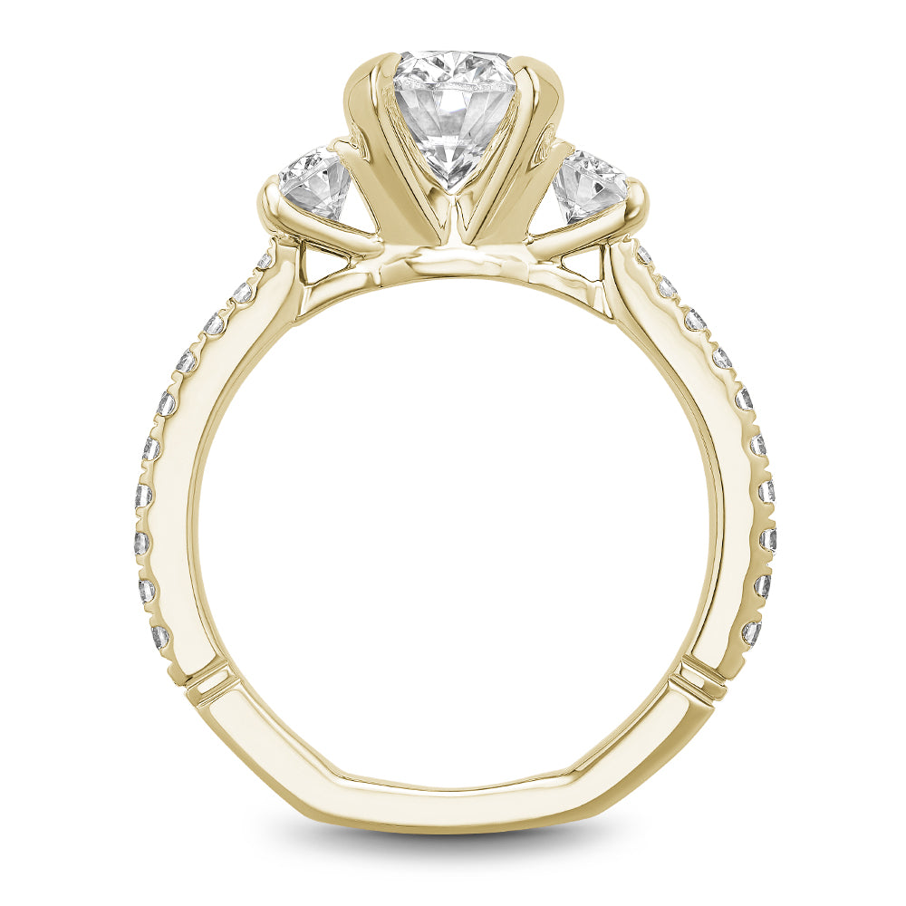 Noam Carver Engagement Ring Yellow 18k Gold With 2 OVAL TCW 0.54ct And 20 RD TCW 0.20ct