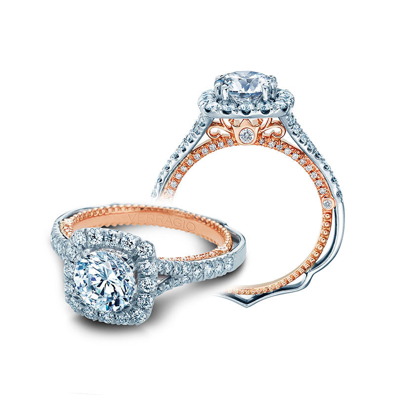 Verragio Two Tone 14k Gold Venetian Halo Engagement Ring