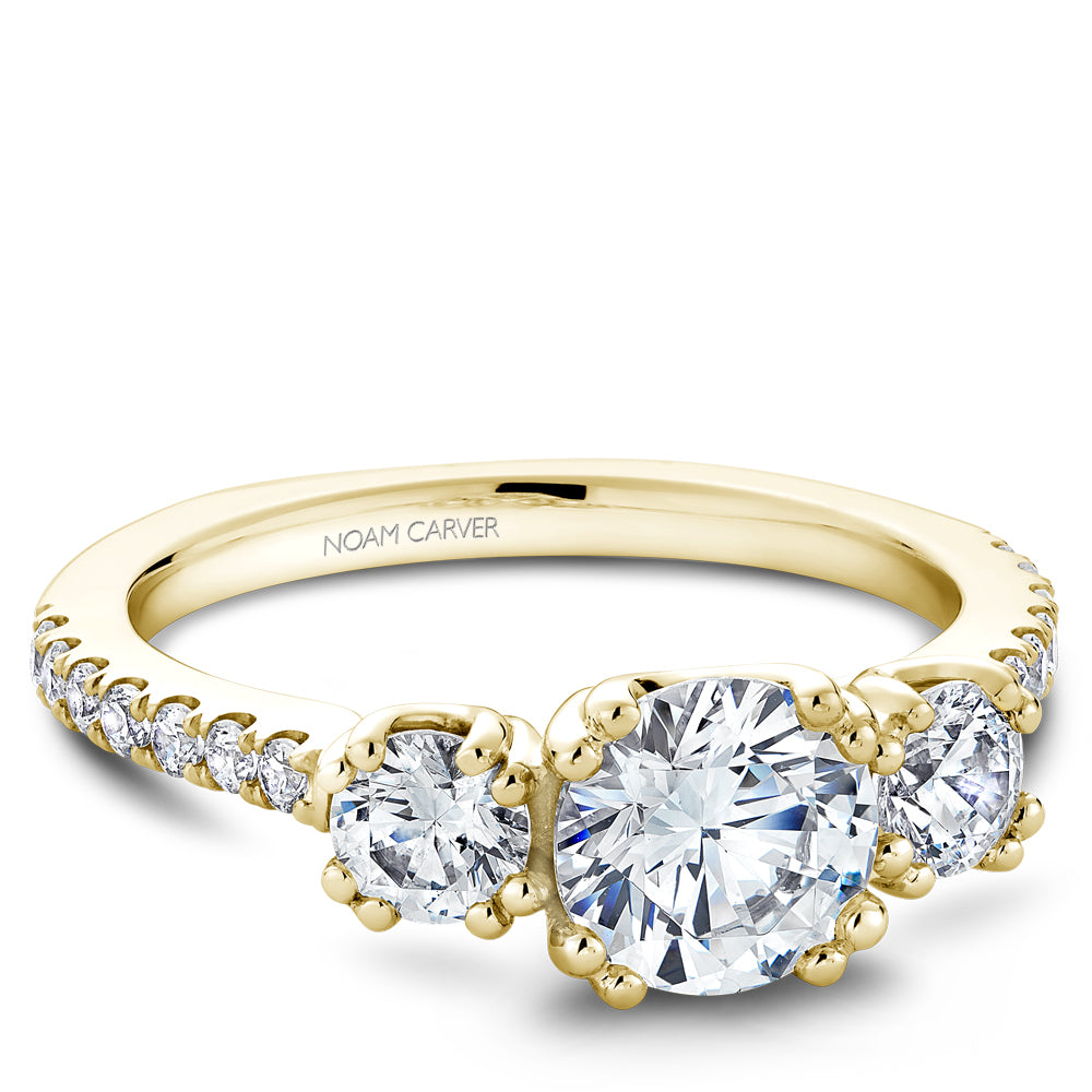 Noam Carver Engagement Ring Yellow 14k Gold With 16 RD TCW 0.71ct