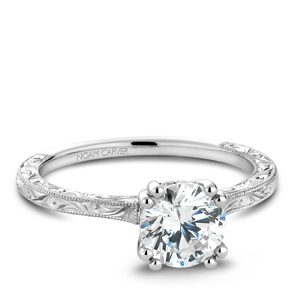 Noam Carver Engagement Ring White 18k Gold With 8 RD TCW 0.06ct