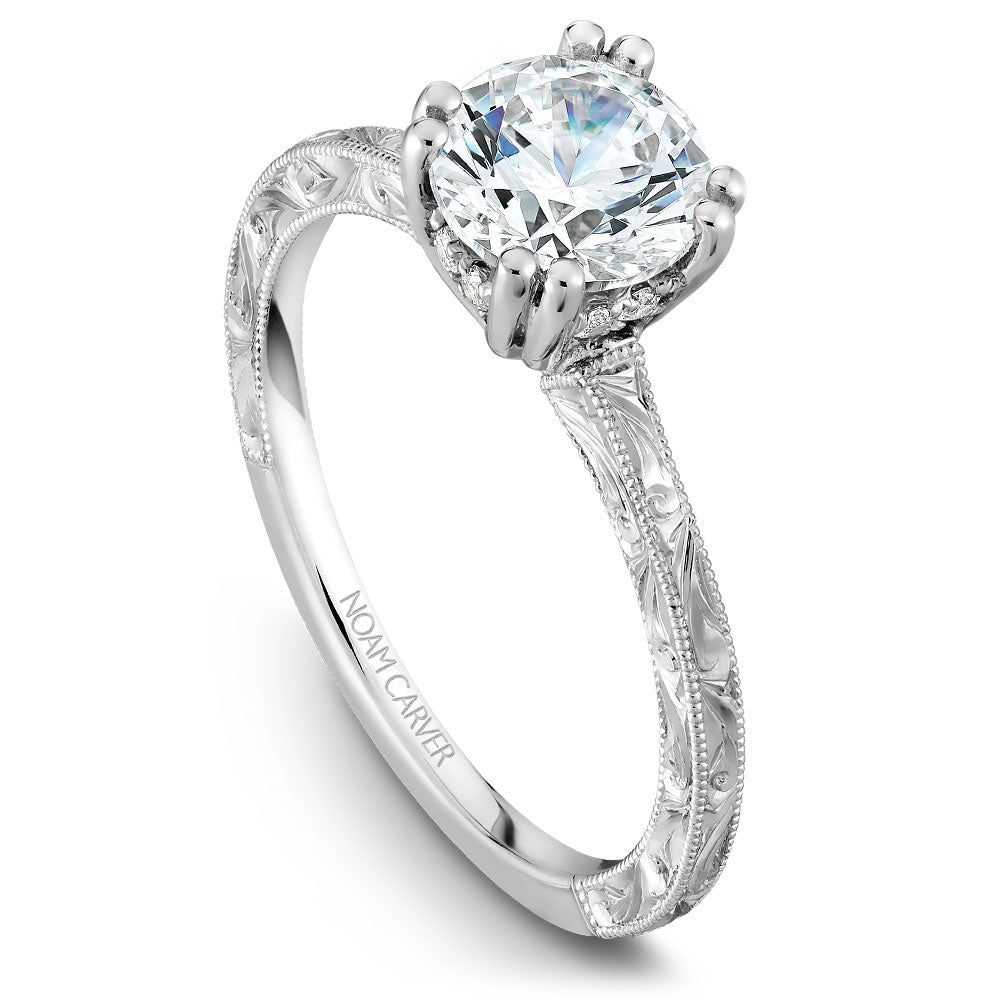 Noam Carver Engagement Ring White 18k Gold With 8 RD TCW 0.06ct