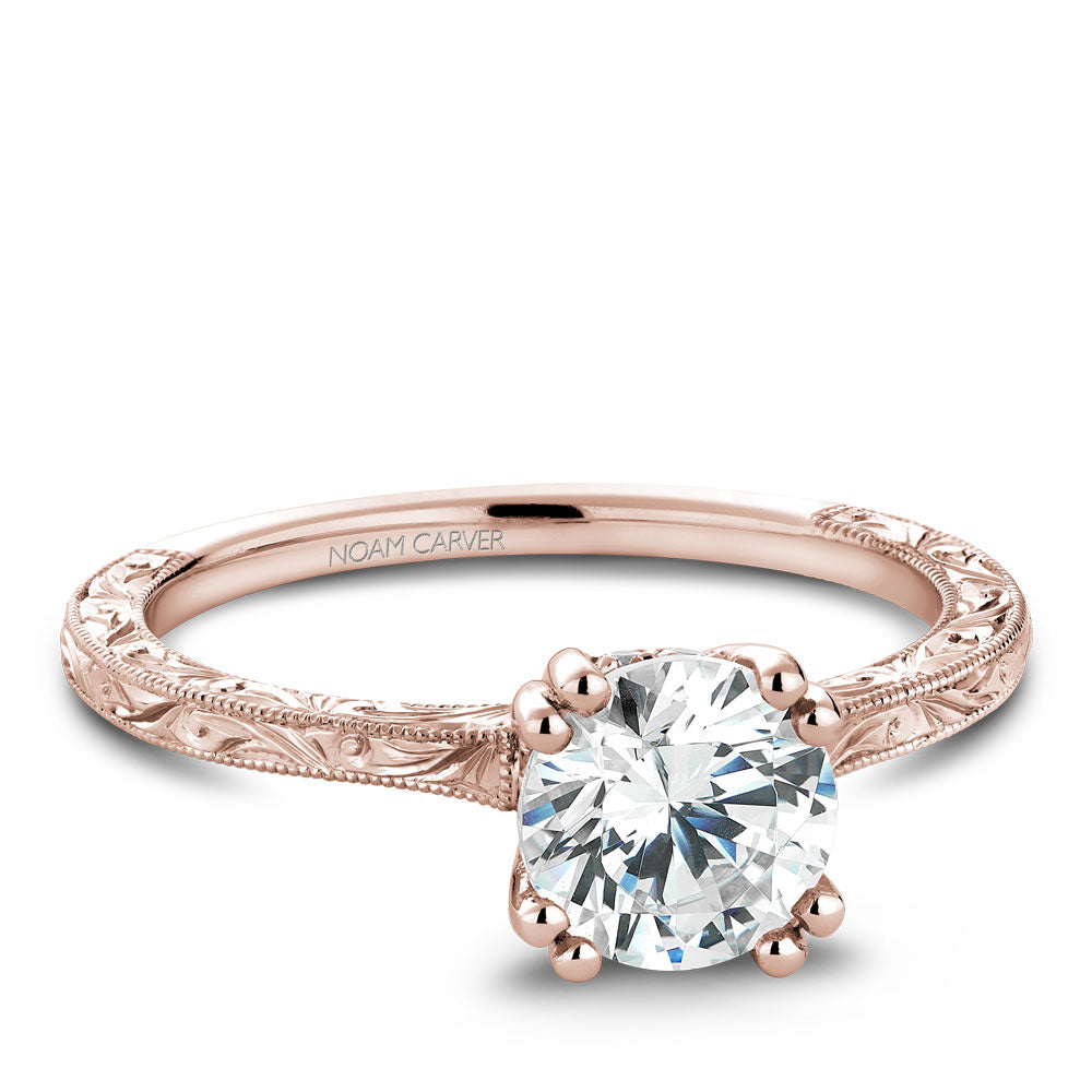 Noam Carver Engagement Ring Rose 18k Gold With 8 RD TCW 0.06ct