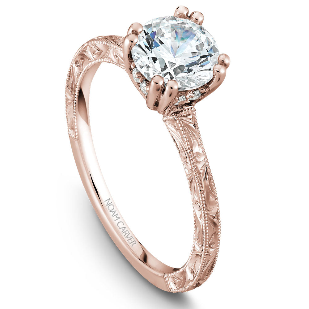 Noam Carver Engagement Ring Rose 14k Gold With 8 RD TCW 0.06ct