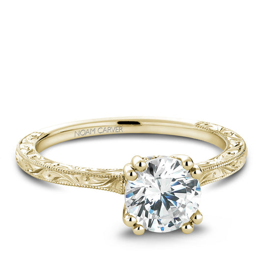 Noam Carver Engagement Ring Yellow 14k Gold With 8 RD TCW 0.06ct