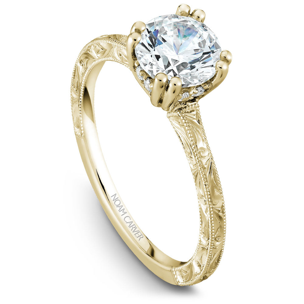 Noam Carver Engagement Ring Yellow 14k Gold With 8 RD TCW 0.06ct