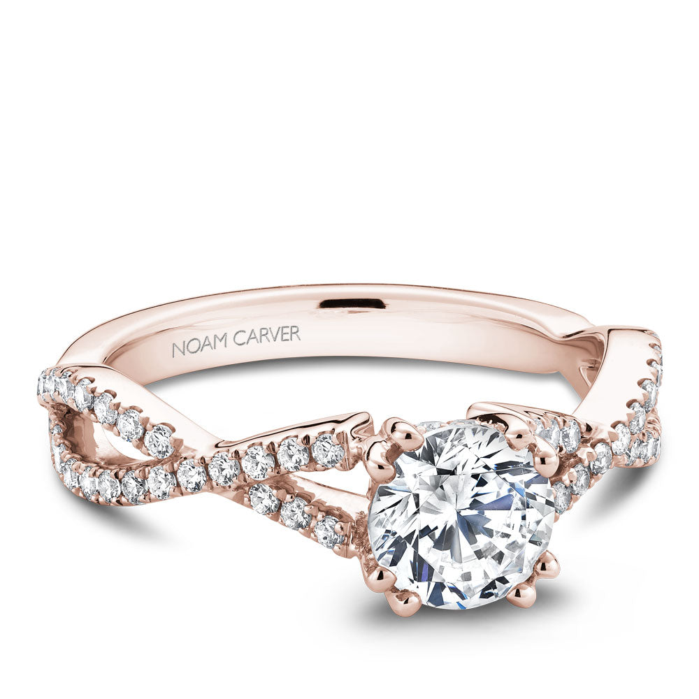 Noam Carver Engagement Ring Rose 14k Gold With 58 RD TCW 0.4ct