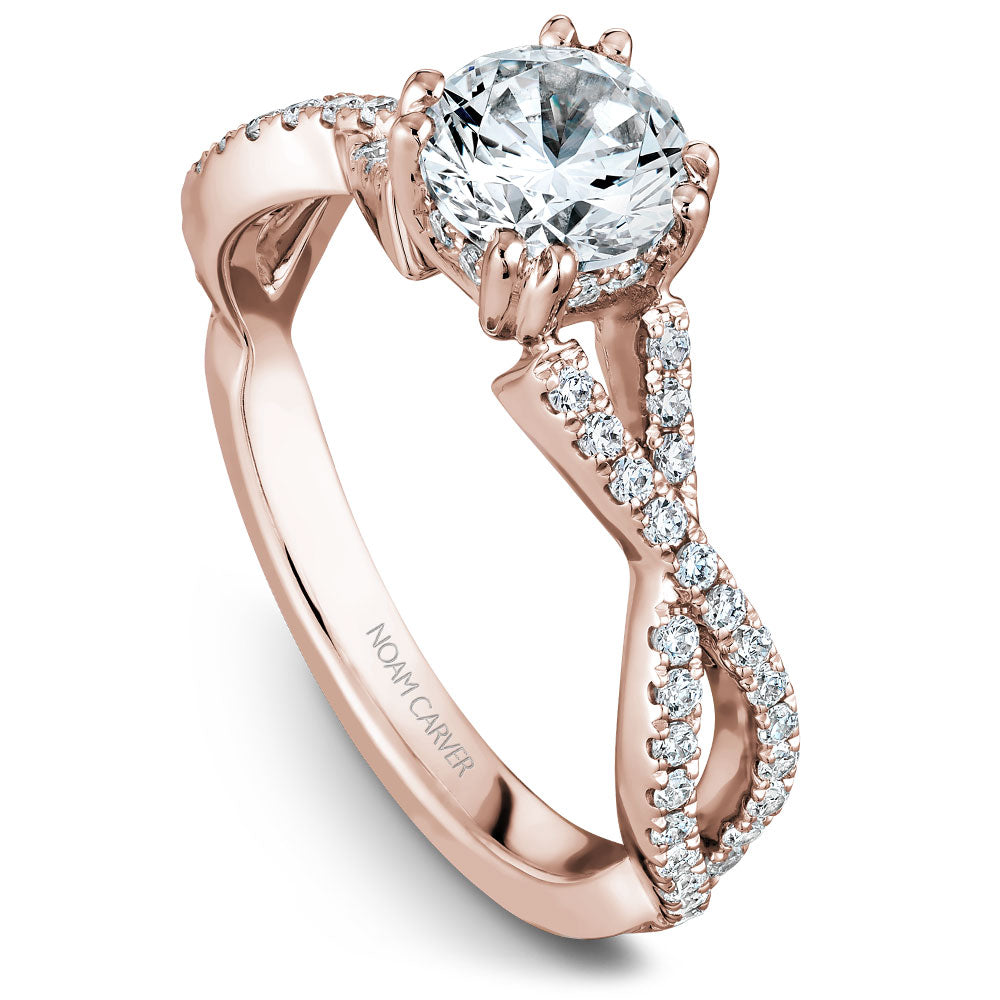Noam Carver Engagement Ring Rose 14k Gold With 58 RD TCW 0.4ct