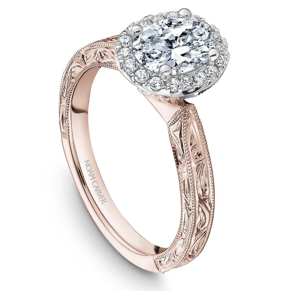 Noam Carver Engagement Ring Rose & White 14k Gold With 18 RD TCW 0.14ct