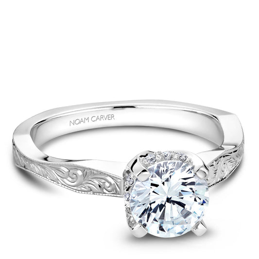 Noam Carver Engagement Ring White 14k Gold With 12 RD TCW 0.08ct
