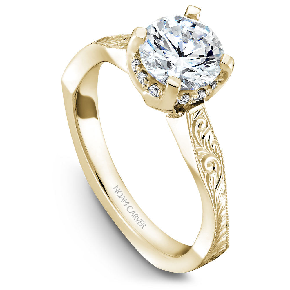 Noam Carver Engagement Ring Yellow 14k Gold With 12 RD TCW 0.08ct