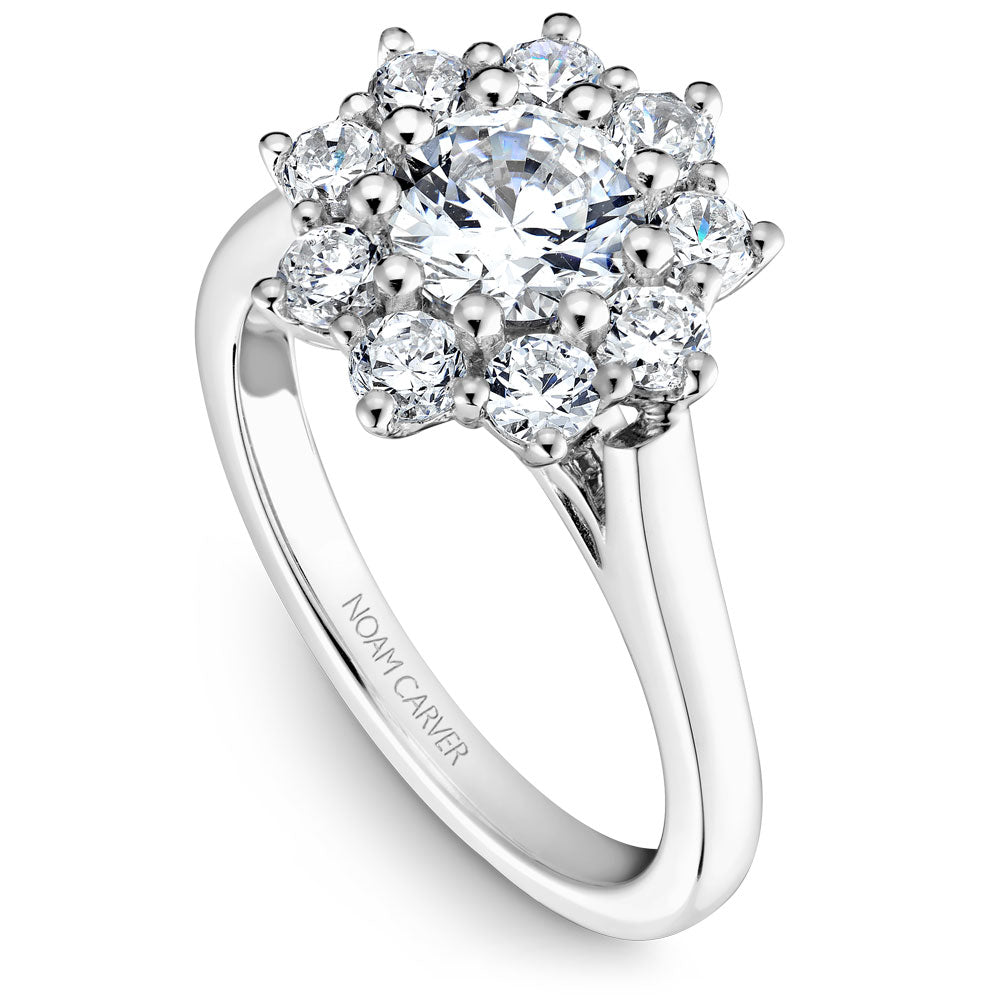 Noam Carver Engagement Ring Platinum With 9 RD TCW 0.90ct