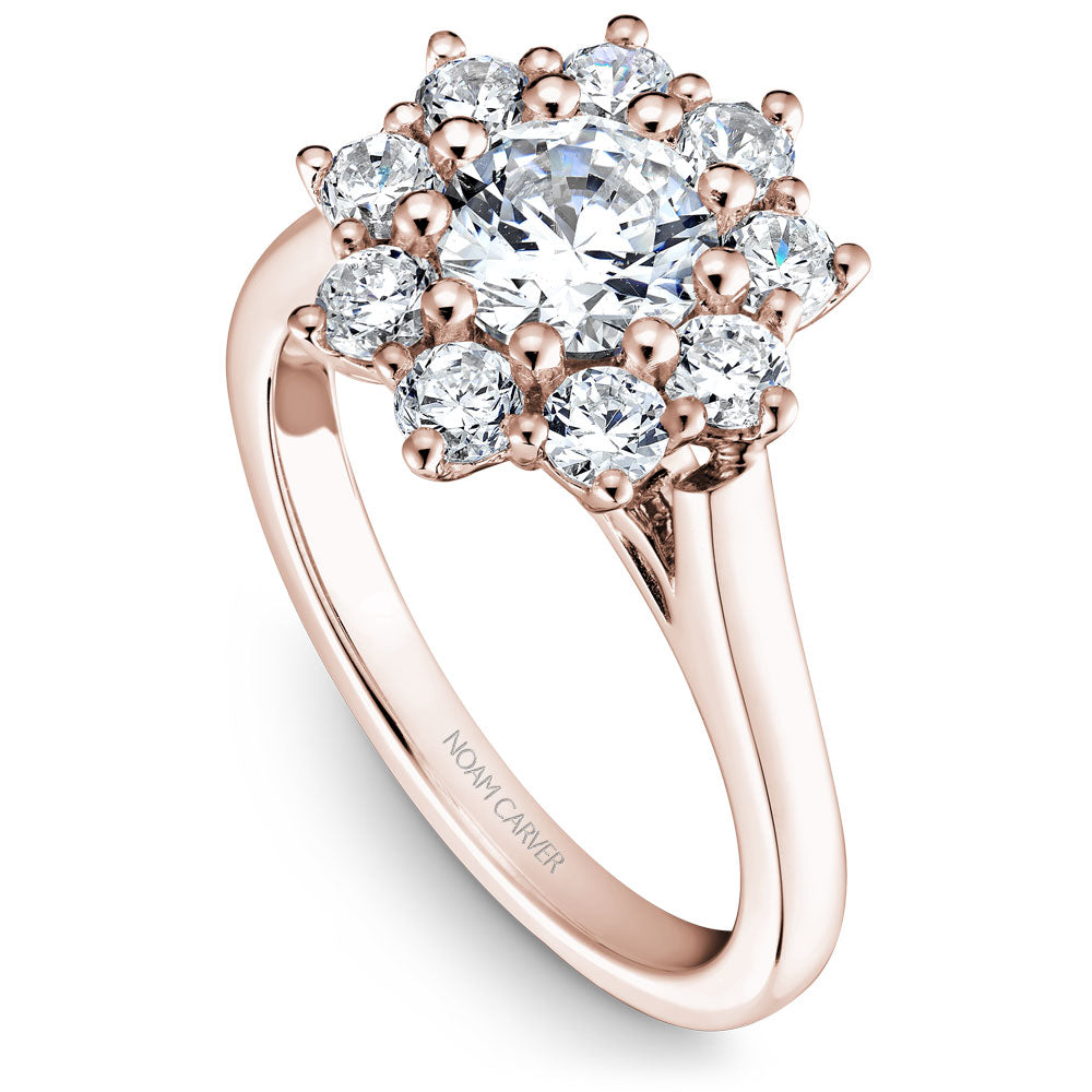 Noam Carver Engagement Ring Rose 14k Gold With 9 RD TCW 0.90ct