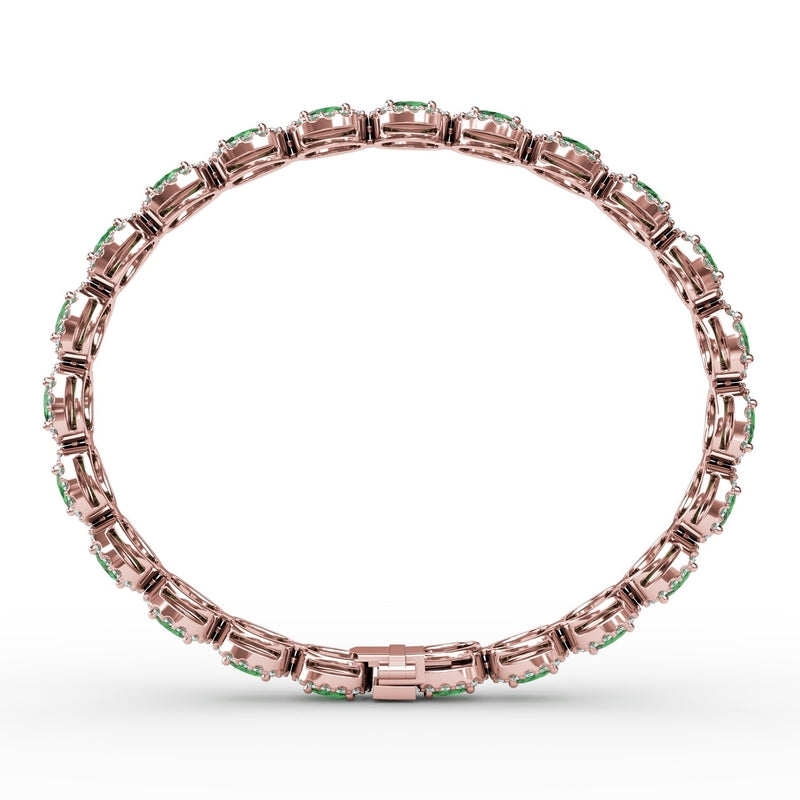 Fana Striking Oval Emerald and Diamond Bracelet