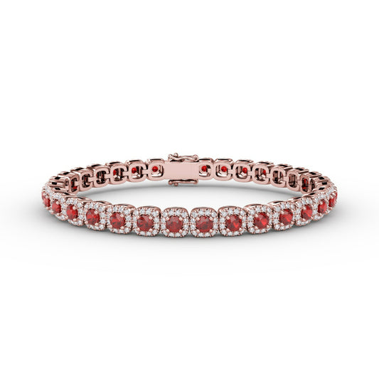 Fana Cushion Cut Ruby and Diamond Bracelet