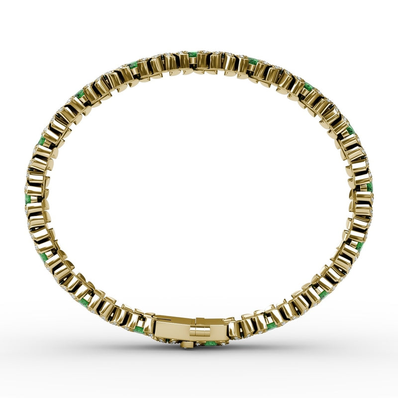 Fana Wave Emerald and Diamond Bracelet
