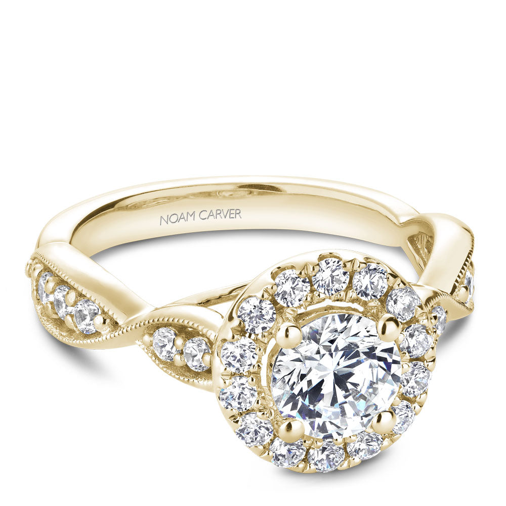 Noam Carver Engagement Ring Yellow 14k Gold With 26 RD TCW 0.52ct
