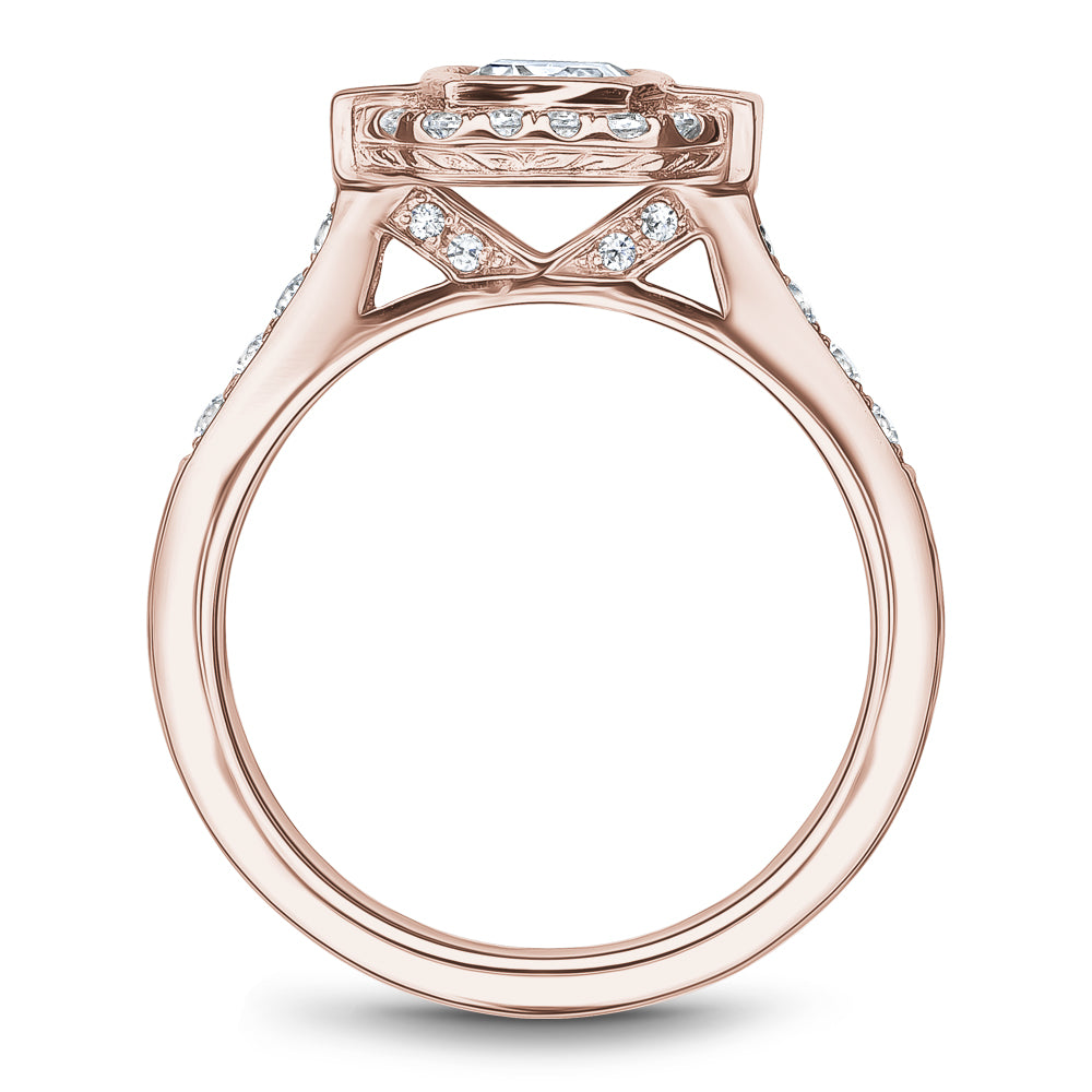 Noam Carver Engagement Ring Rose 14k Gold With 32 RD TCW 0.39ct And 2 BAG TCW 0.20ct