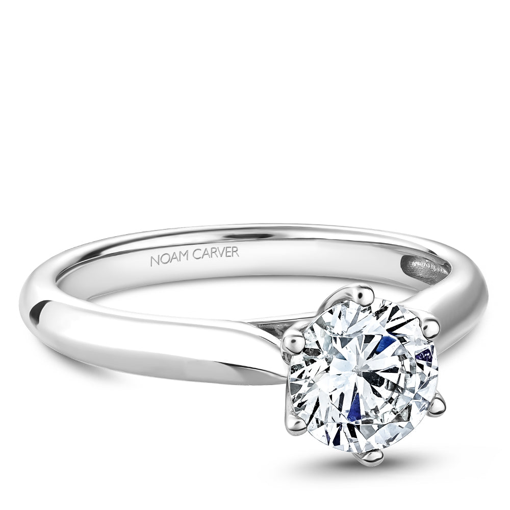 Noam Carver Engagement Ring White 18k Gold With 6 RD TCW 0.04ct