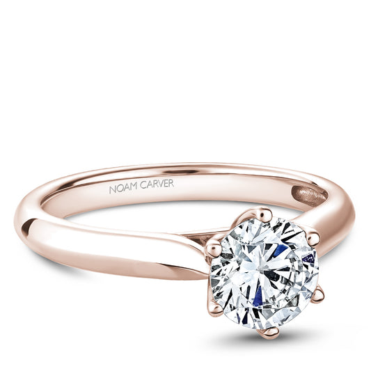 Noam Carver Engagement Ring Rose 18k Gold With 6 RD TCW 0.04ct